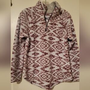 KEREN hart Textured Cowl Sweater - Burgundy and White